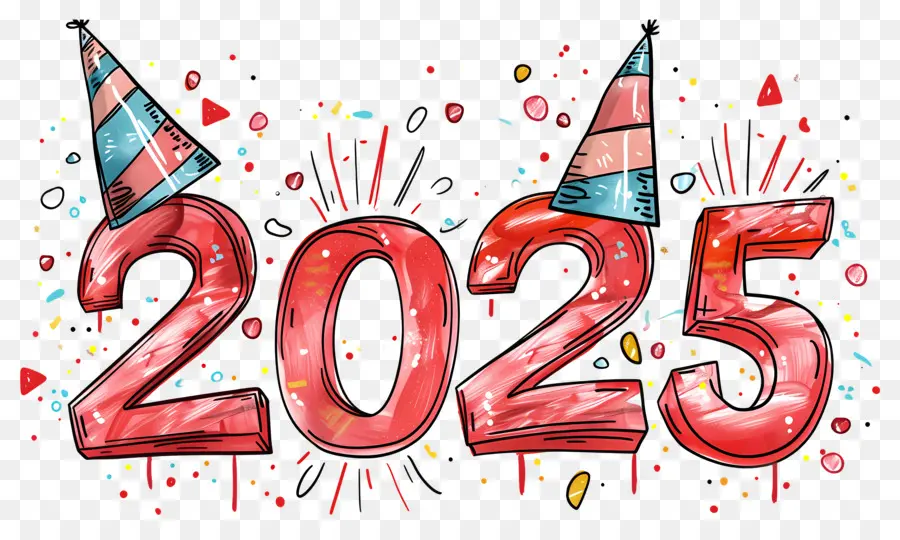 2025 Année，Rouge 2025 PNG