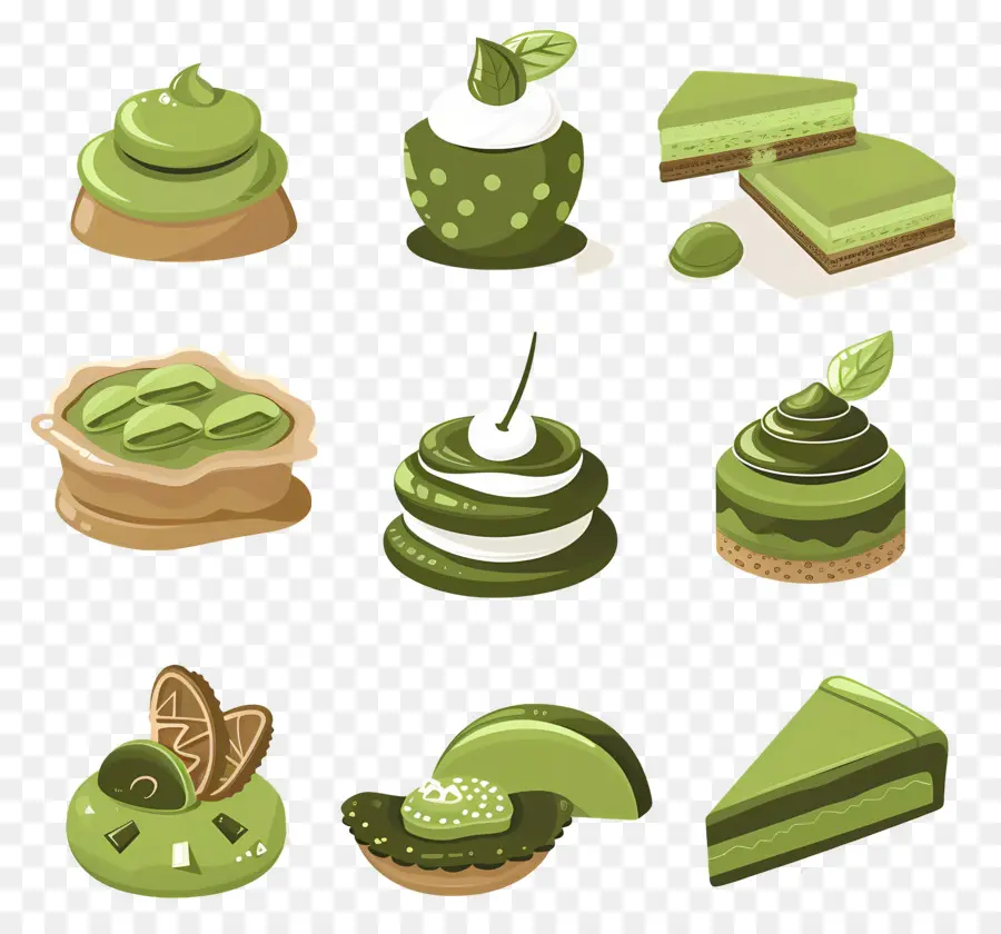 Dessert Au Matcha，Pâtisseries Vertes PNG