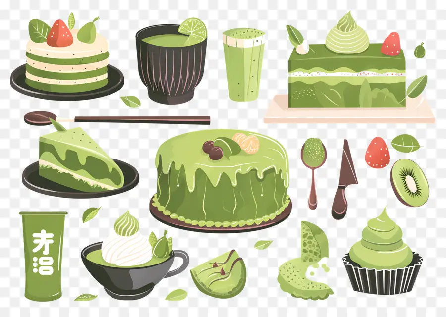 Dessert Au Matcha，Desserts Verts PNG