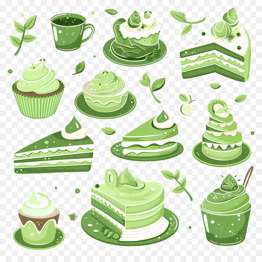 Desserts Au Matcha，Bonbons Verts PNG