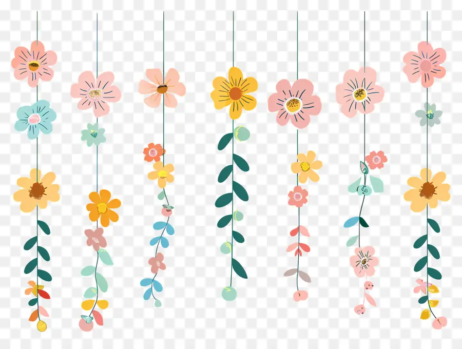 Fleurs Suspendues，Guirlande Florale Suspendue PNG