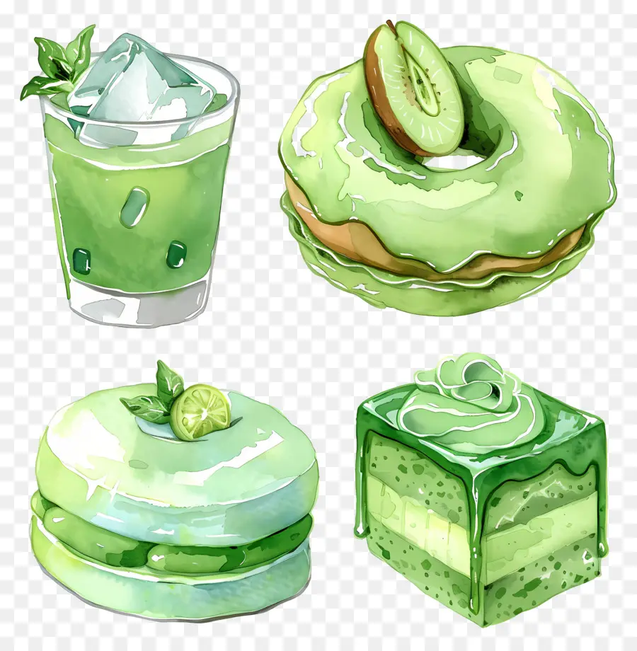 Desserts Au Matcha，Desserts Verts PNG