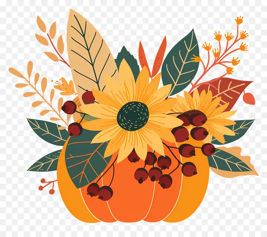 Fleurs D'automne，Composition Florale PNG