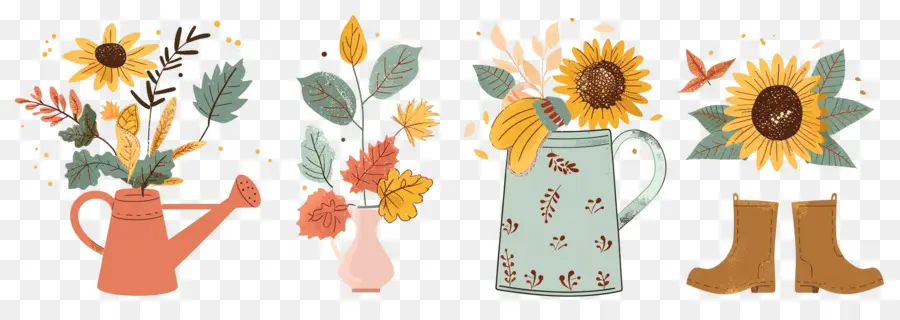 Fleurs D'automne，Décor D'automne PNG