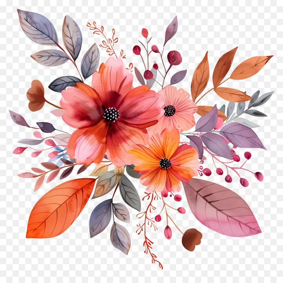 Fleurs D'automne，Fleurs Roses PNG