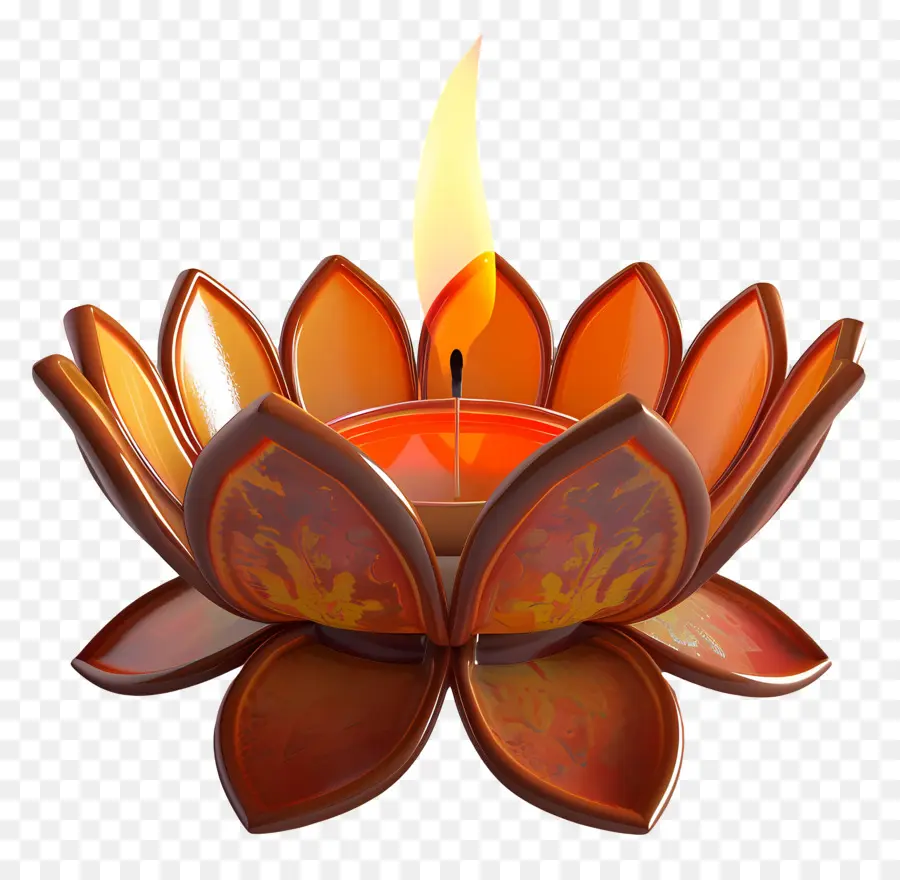 Bougie De Diwali，Bougie Dans Un Porte Lotus PNG