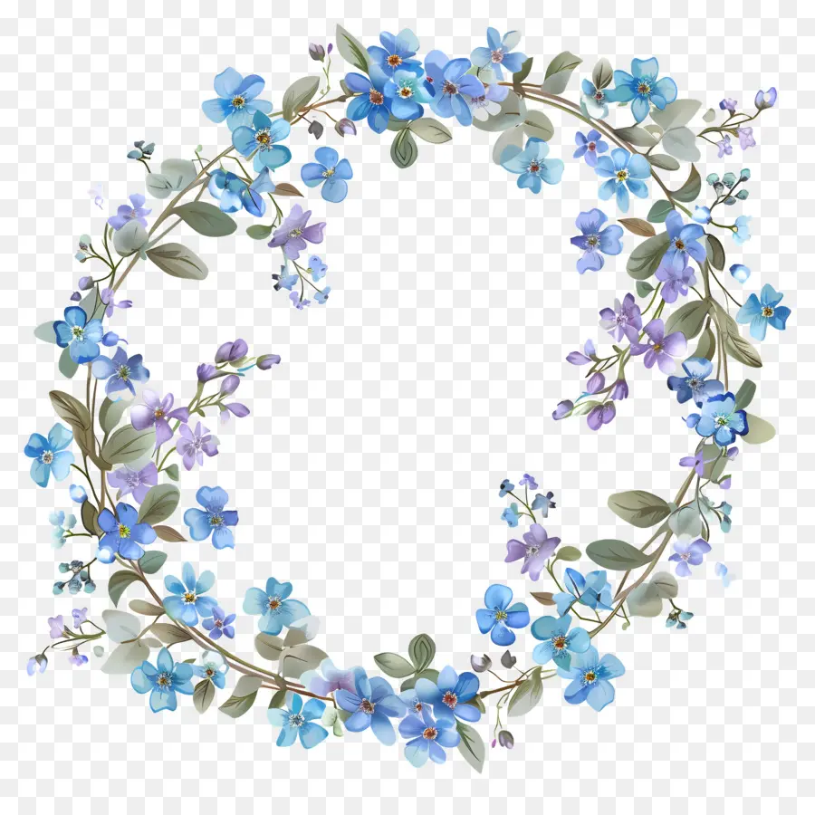 Couronne Florale Bleue，Couronne Florale PNG