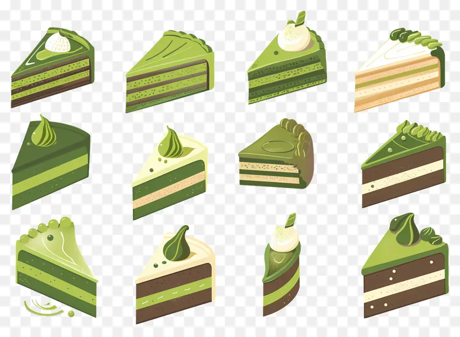 Dessert Au Matcha，Gâteaux Verts PNG