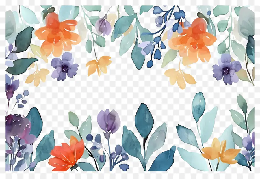 Cadre Floral，Motif Floral Coloré PNG