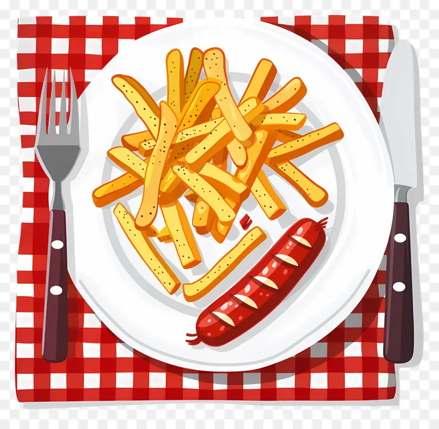 Salchipapa，Frites Et Saucisses PNG