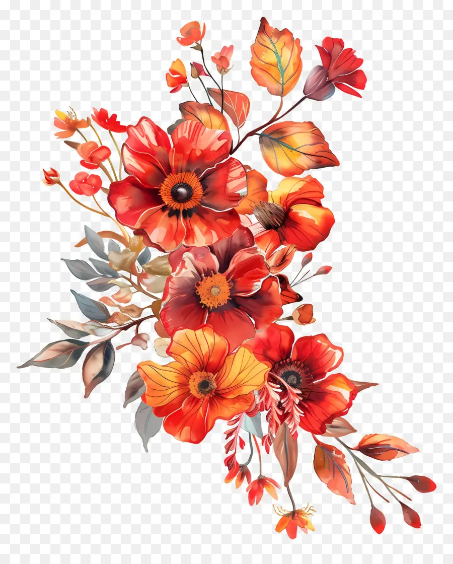 Fleurs D'automne，Fleurs Roses PNG