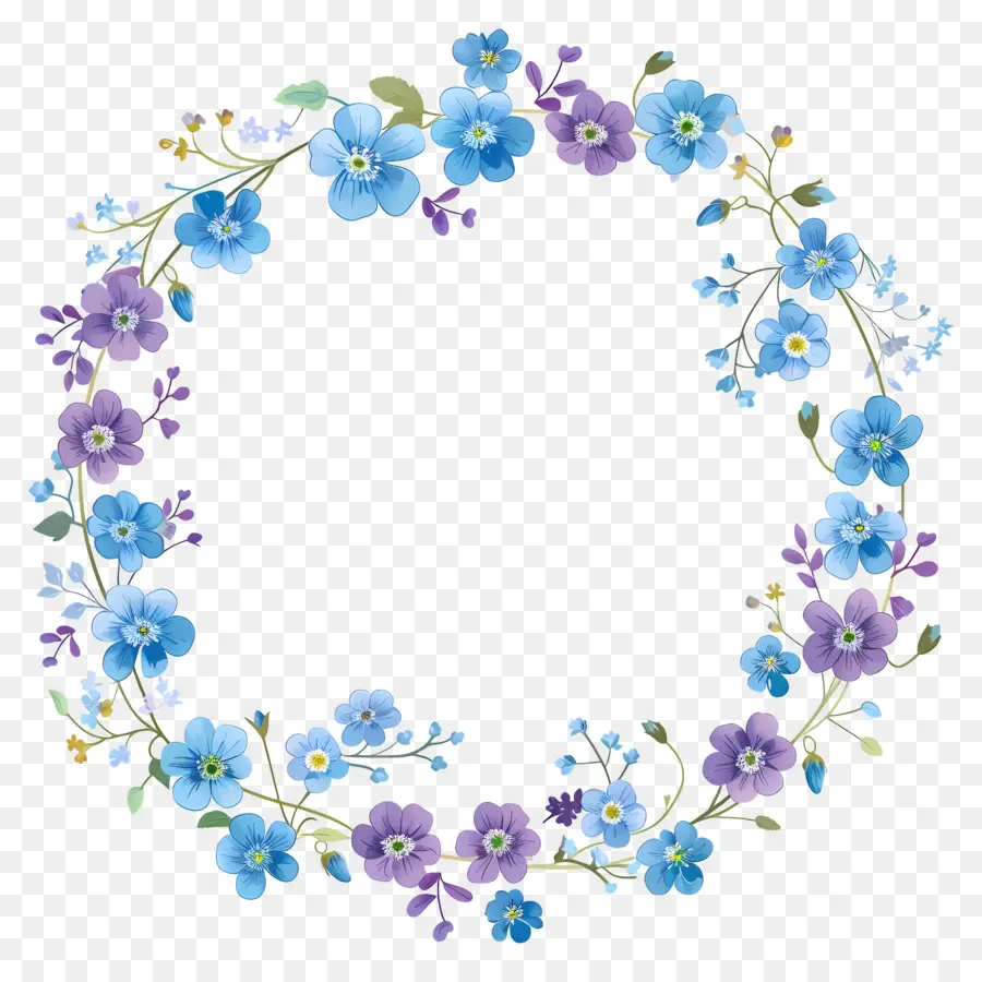 Couronne Florale Bleue，Couronne De Fleurs PNG