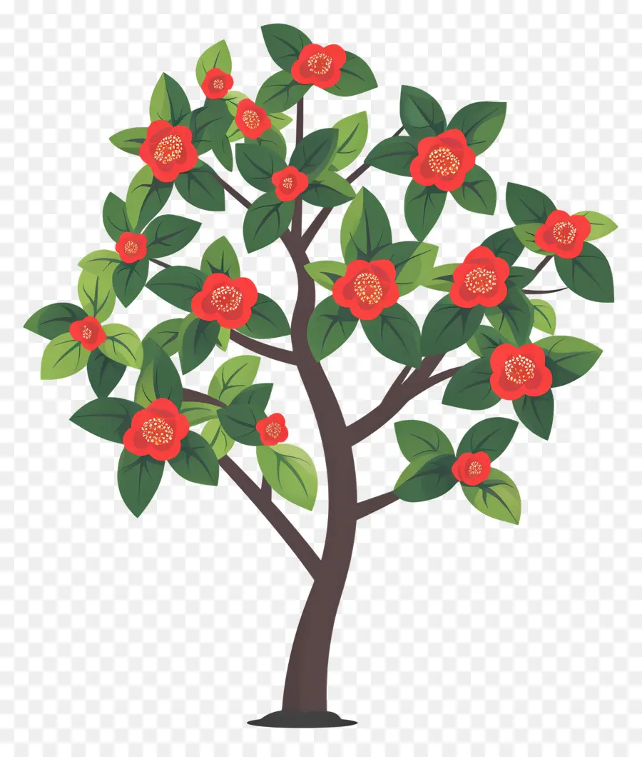 Arbre à Fleurs，Arbre à Fleurs Rouges Et Blanches PNG