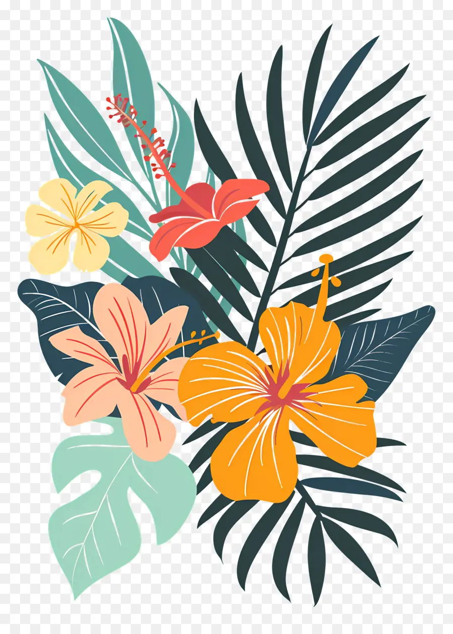 Fleurs Tropicales，Conception Florale Tropicale PNG