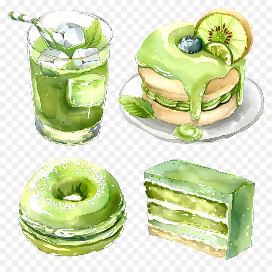 Desserts Au Matcha，Desserts Verts PNG