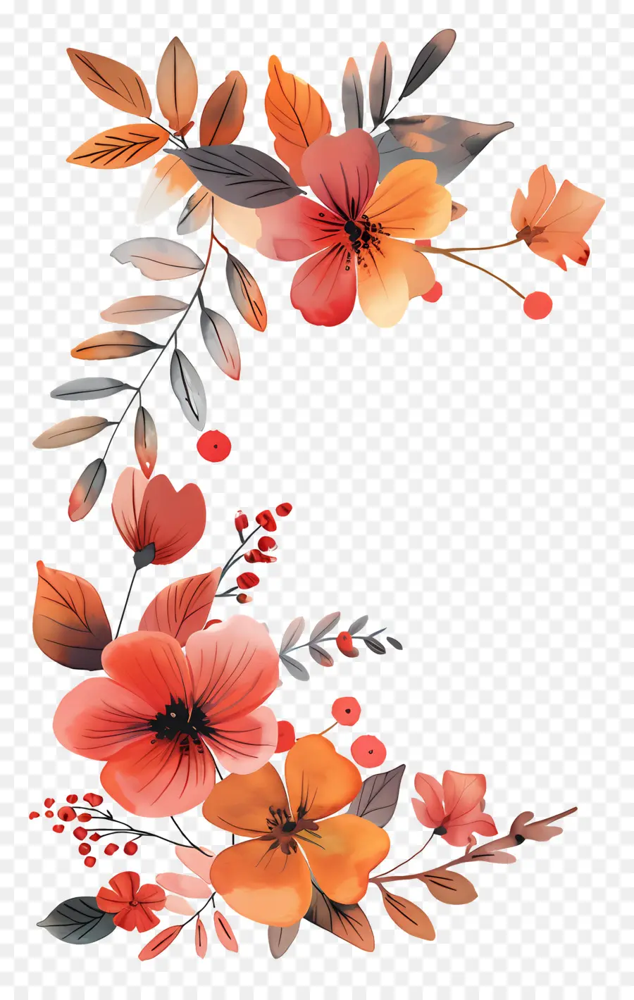 Fleurs D'automne，Fleurs Colorées PNG