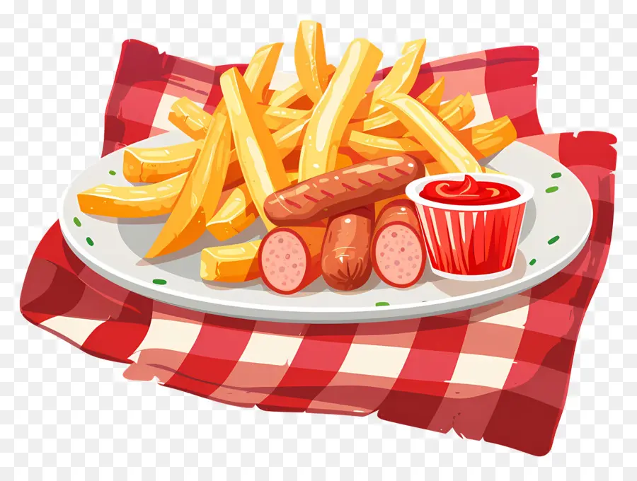 Salchipapa，Frites Et Saucisses PNG