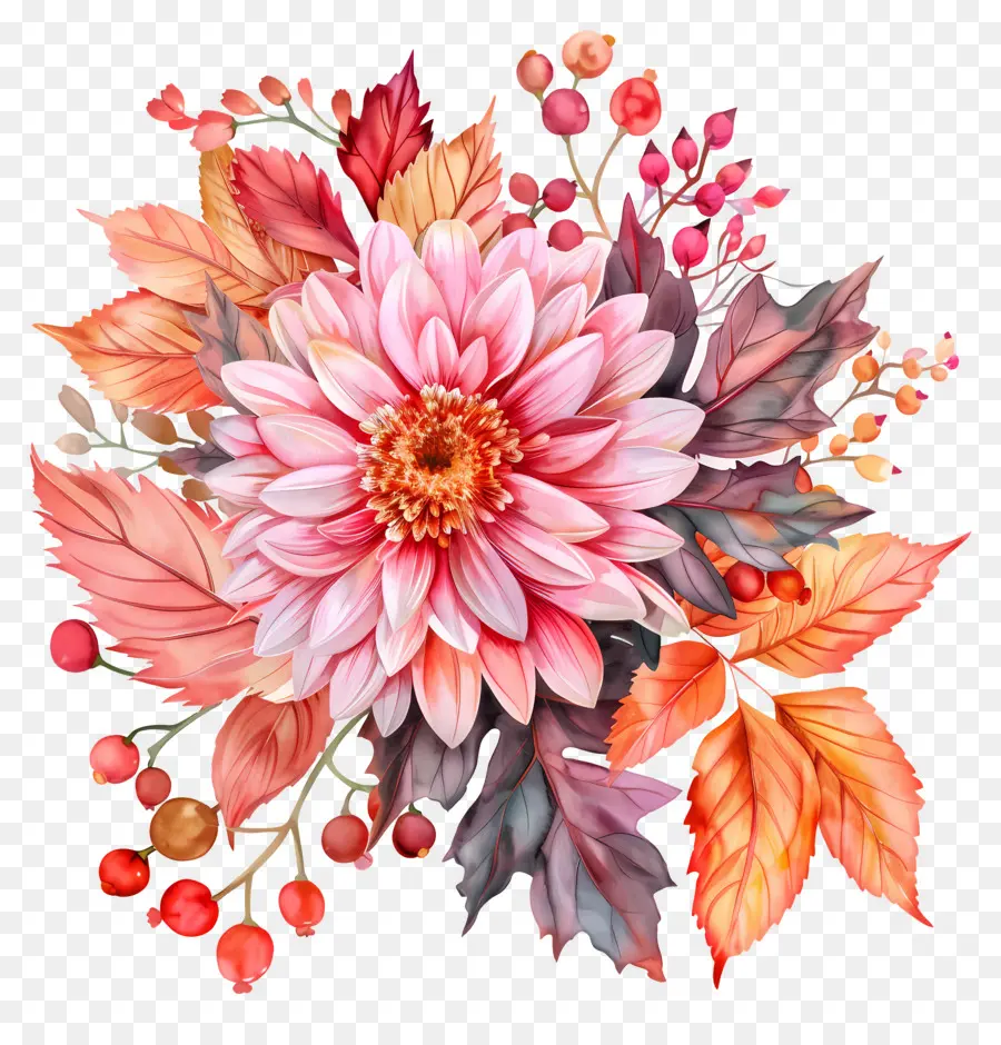 Fleurs D'automne，Fleurs Roses PNG