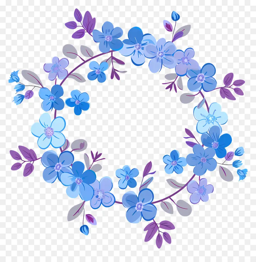 Couronne Florale Bleue，Couronne De Fleurs PNG