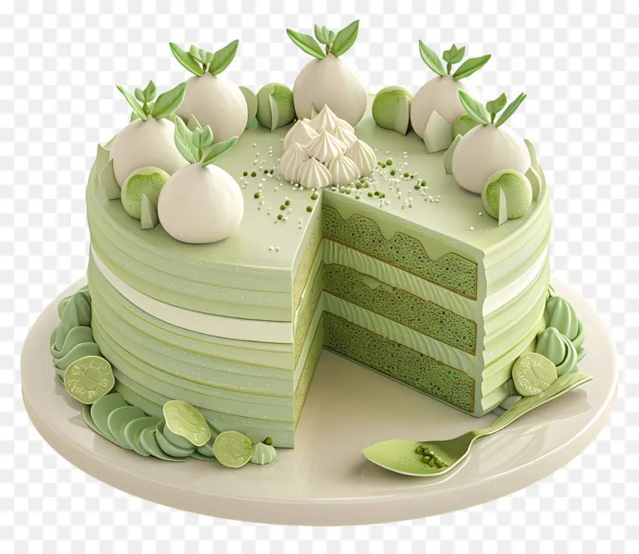 Gâteau 3d，Gâteau étagé Vert PNG