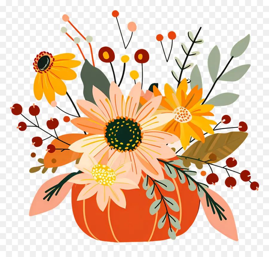 Fleurs D'automne，Composition Florale PNG