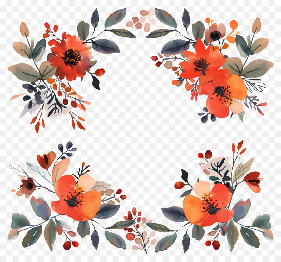 Fleurs D'automne，Couronne Florale PNG