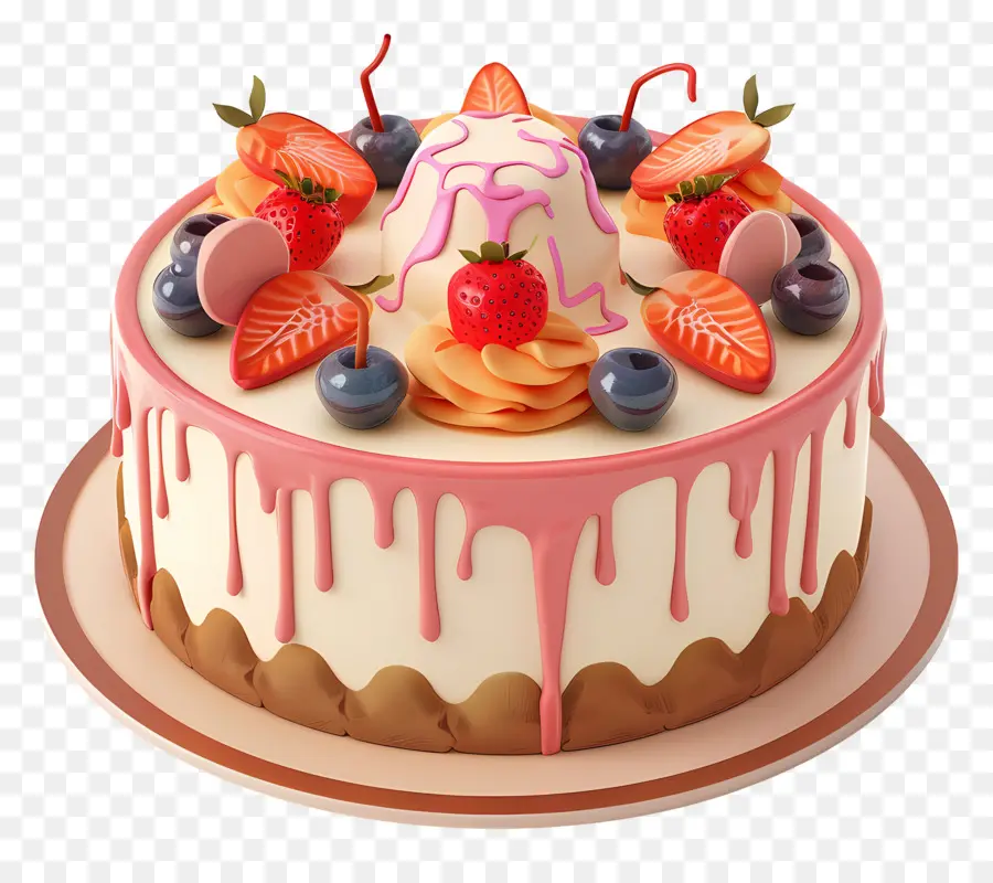 Gâteau 3d，Gâteau Aux Fruits PNG