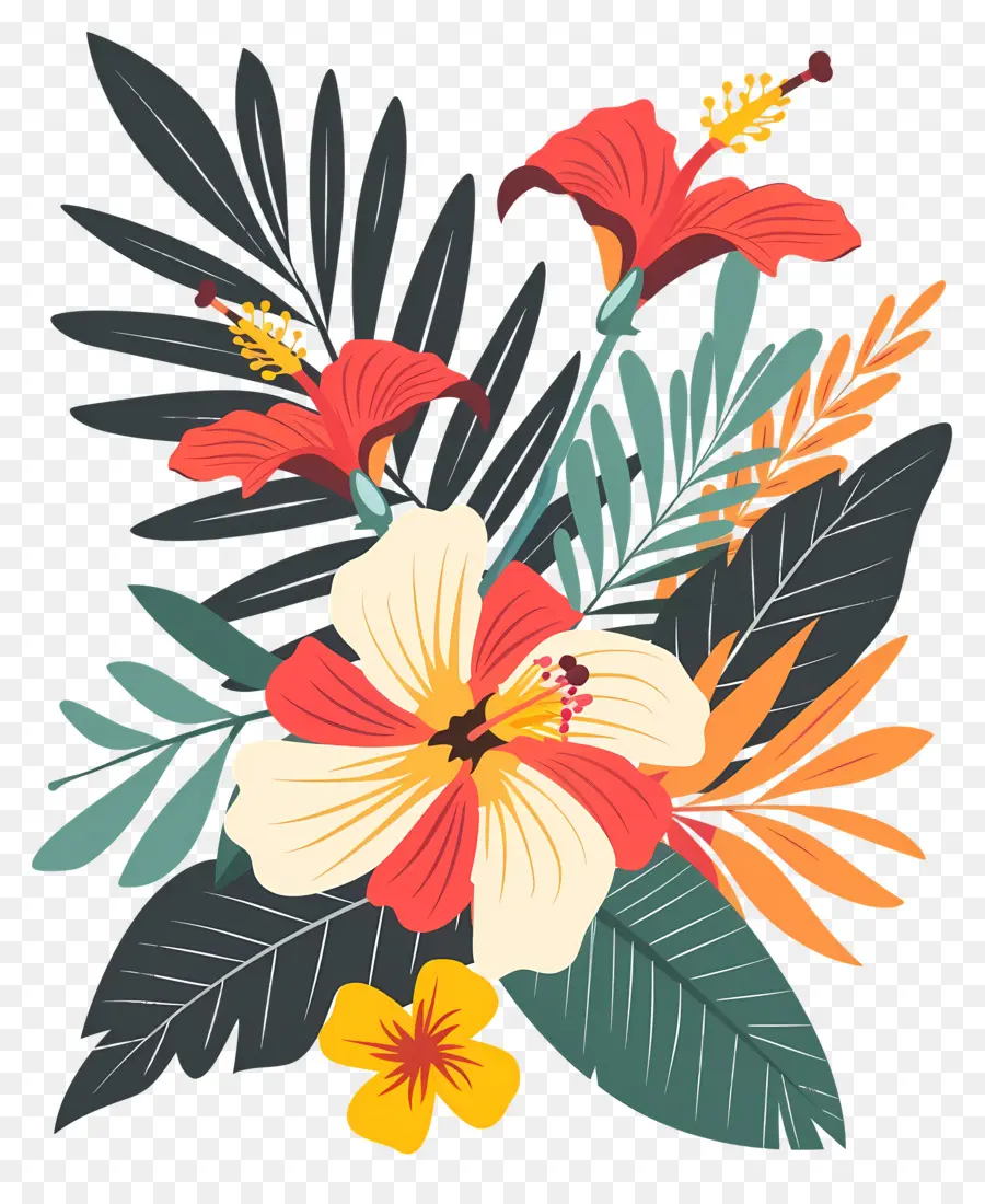 Fleurs Tropicales，Conception Florale Tropicale PNG