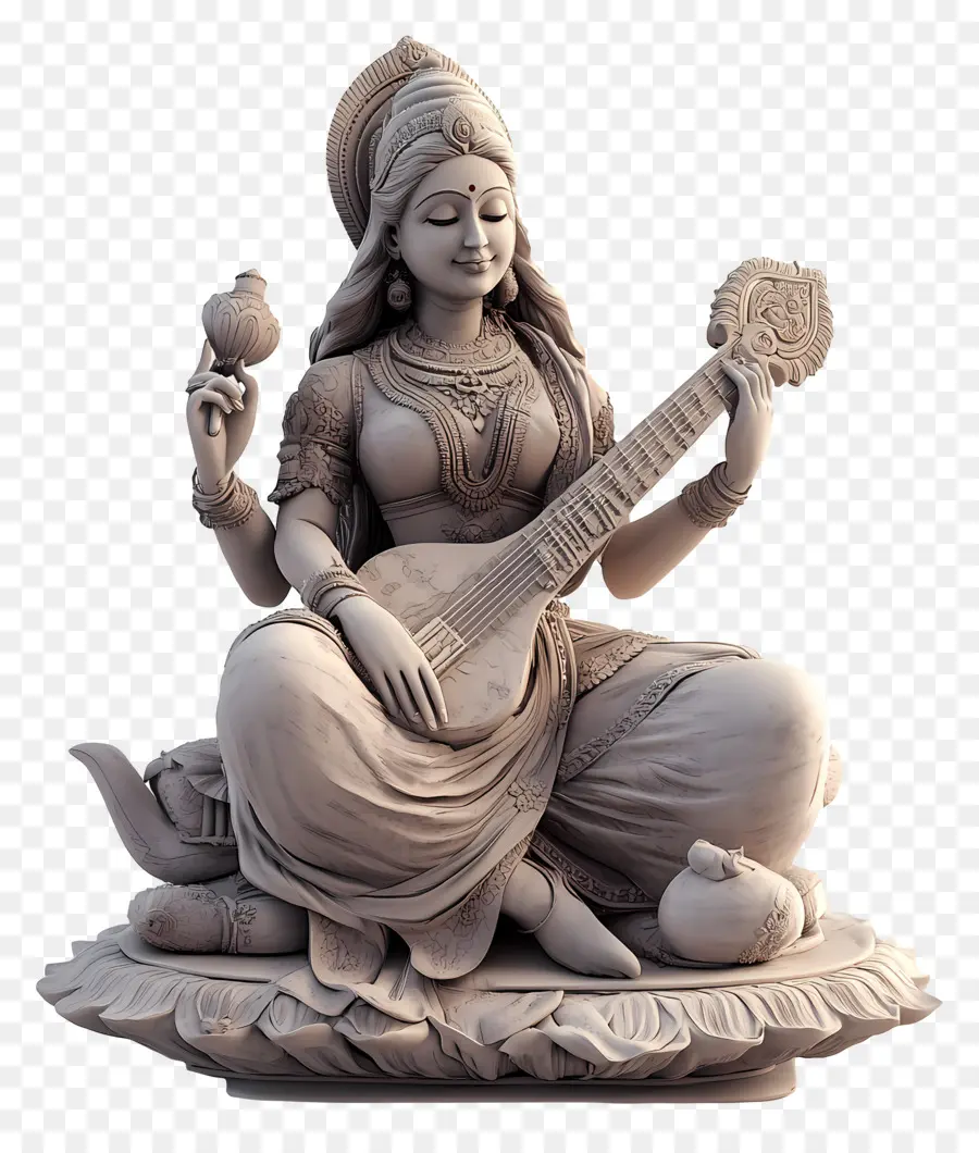 Saraswati，Statue De Déesse PNG