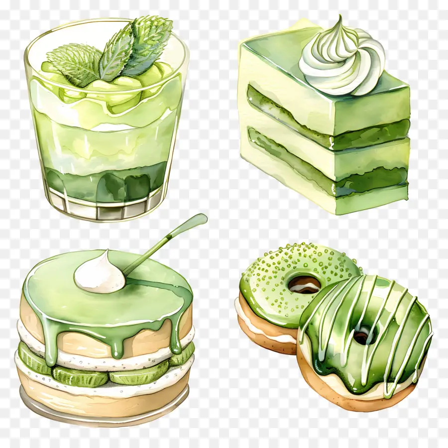 Desserts Au Matcha，Desserts Verts PNG