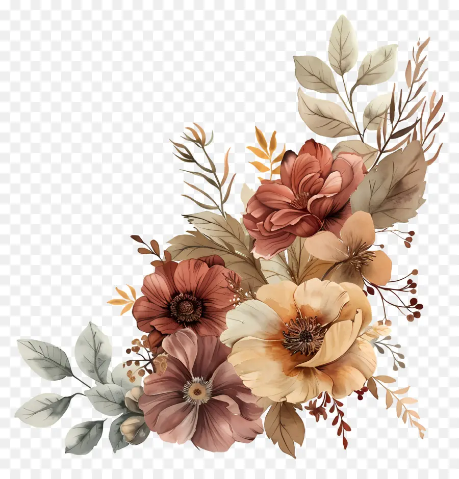 Fleurs D'automne，Fleurs Roses PNG