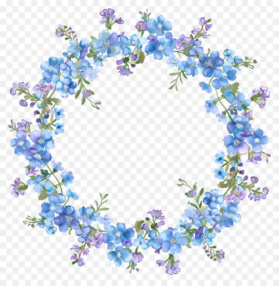 Couronne Florale Bleue，Couronne Florale PNG