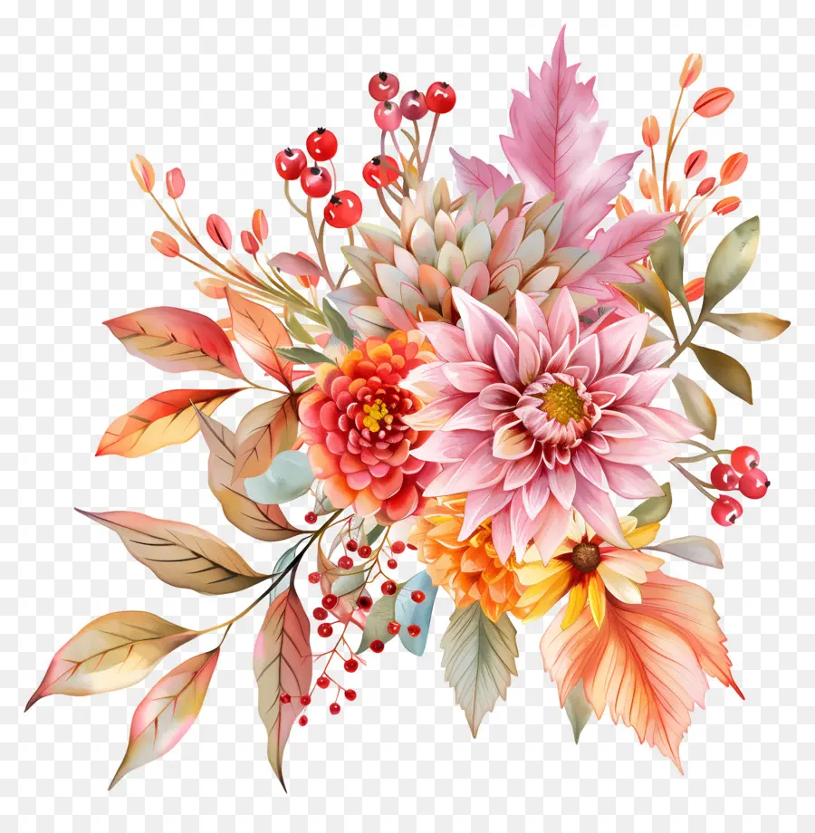 Fleurs D'automne，Fleurs Roses PNG