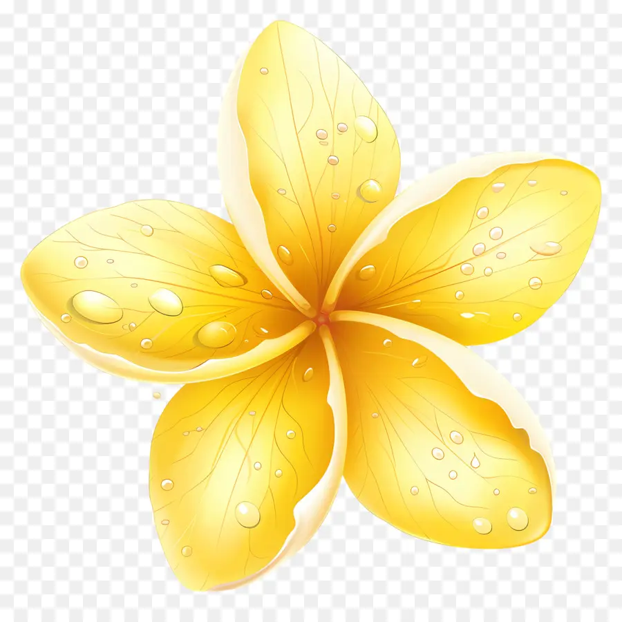 Fleur De Pluméria，Fleur Jaune Avec Des Gouttelettes D'eau PNG