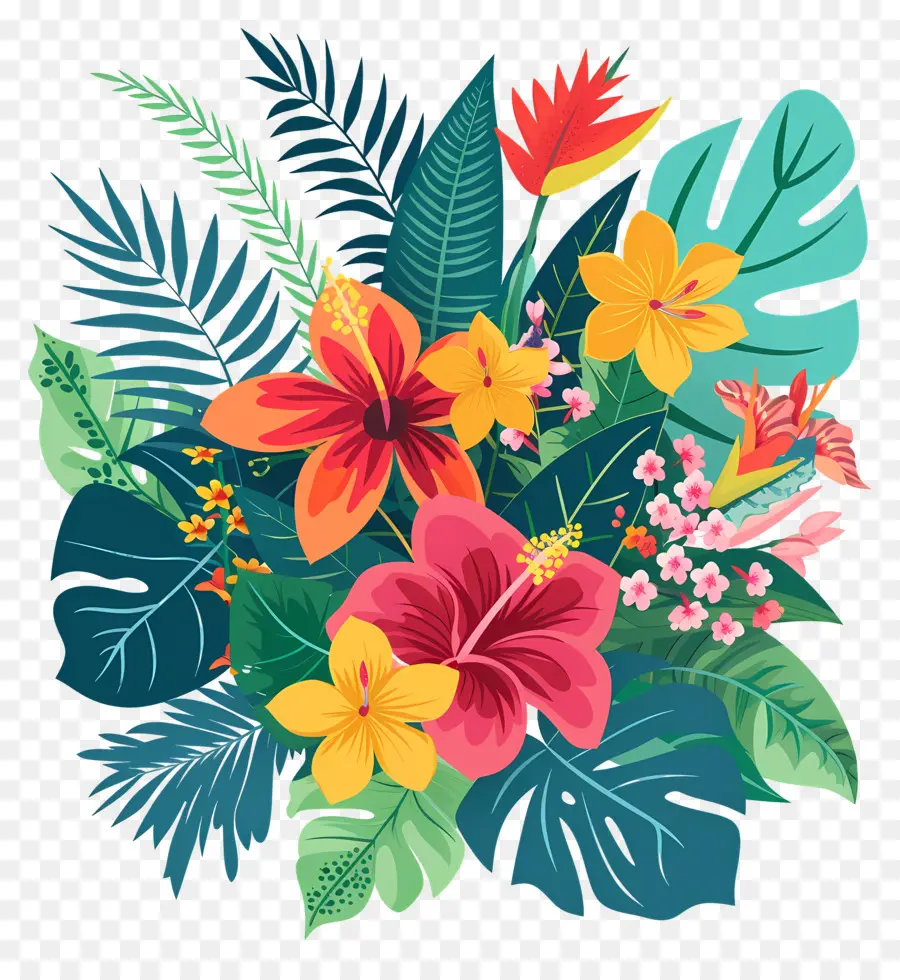 Fleurs Tropicales，Conception Florale Tropicale PNG