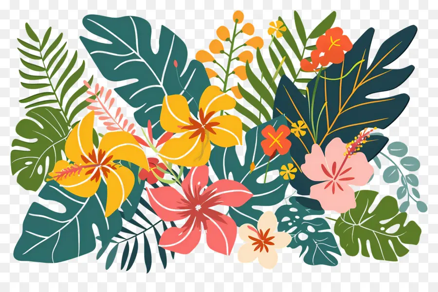 Fleurs Tropicales，Bouquet Floral Tropical PNG