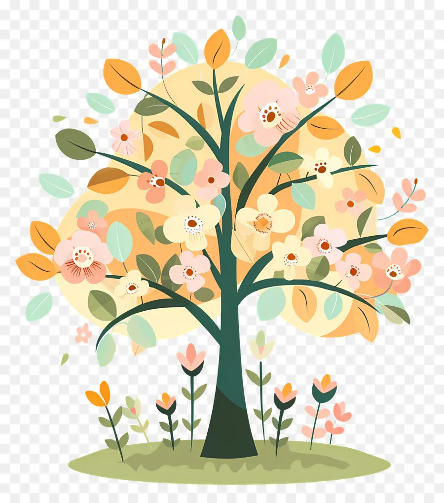 Arbre à Fleurs，Arbre Décoratif Avec Des Fleurs PNG