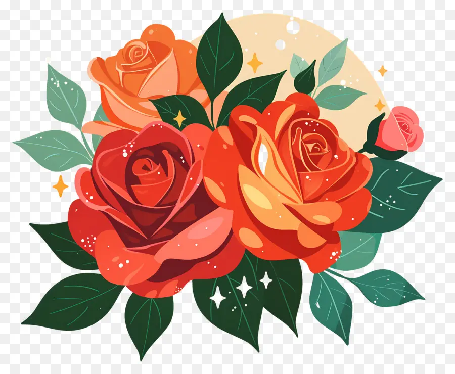 Fleur Rose，Roses Oranges PNG