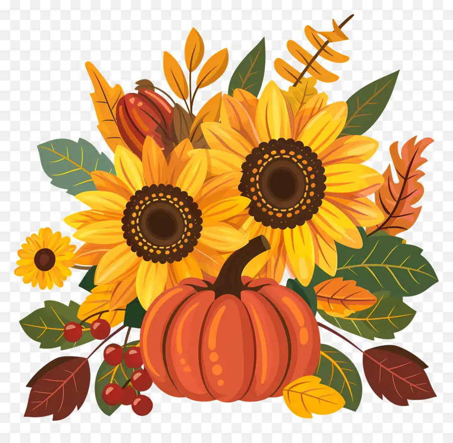 Fleurs D'automne，Bouquet De Tournesol PNG