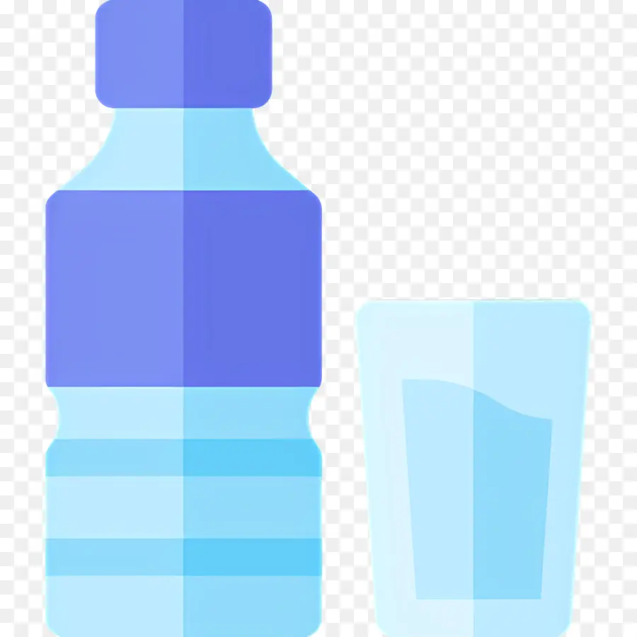 Eau Minérale，Bouteille D'eau Et Verre PNG