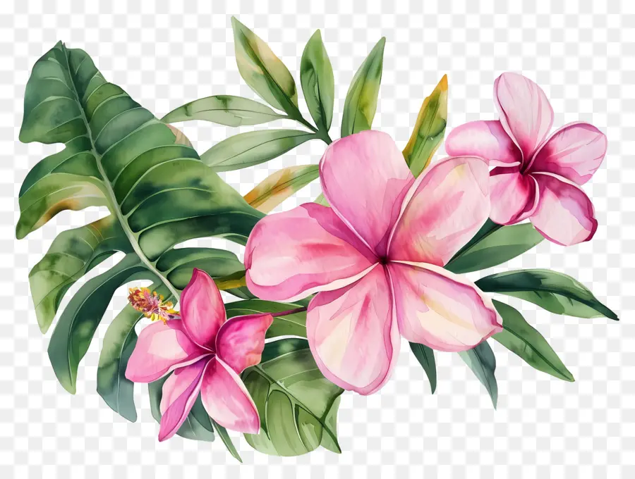 Fleurs Aquarelles，Fleurs Tropicales PNG