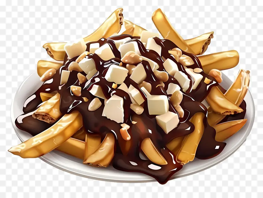 Poutine，Frites Sauce Chocolat PNG