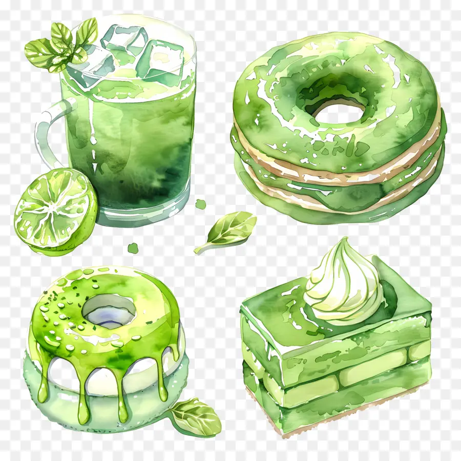 Desserts Au Matcha，Desserts Verts PNG