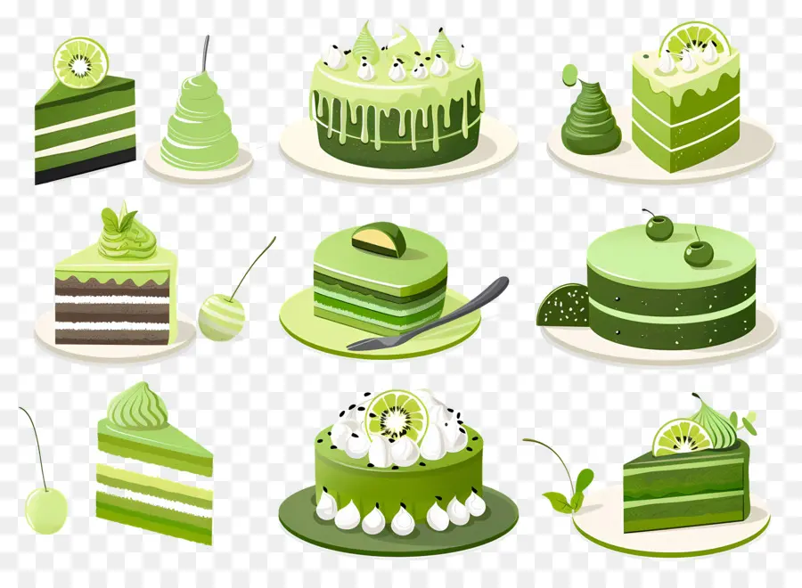 Dessert Au Matcha，Gâteaux Verts PNG