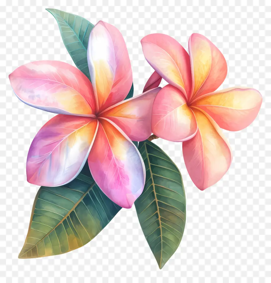 Fleur De Pluméria，Feuilles PNG