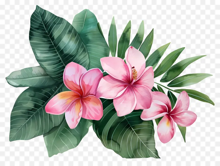 Fleurs Aquarelles，Fleurs Tropicales PNG