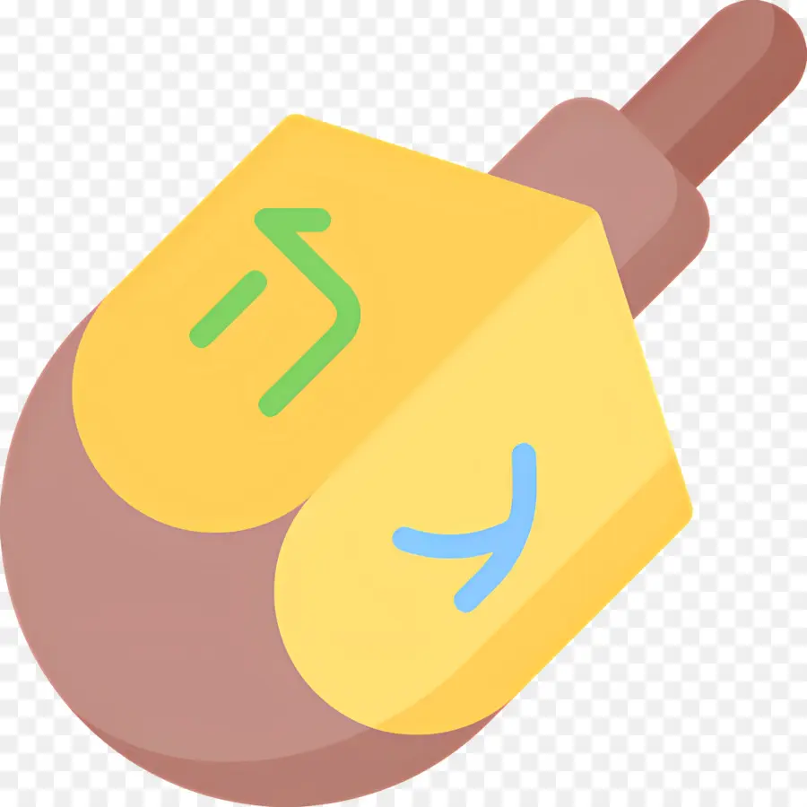 Hanoukka Dreidel，Dreidel Jaune Et Marron PNG