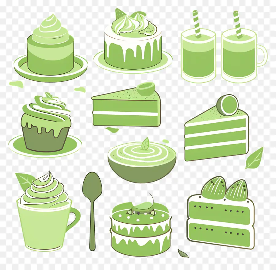 Desserts Au Matcha，Bonbons Verts PNG