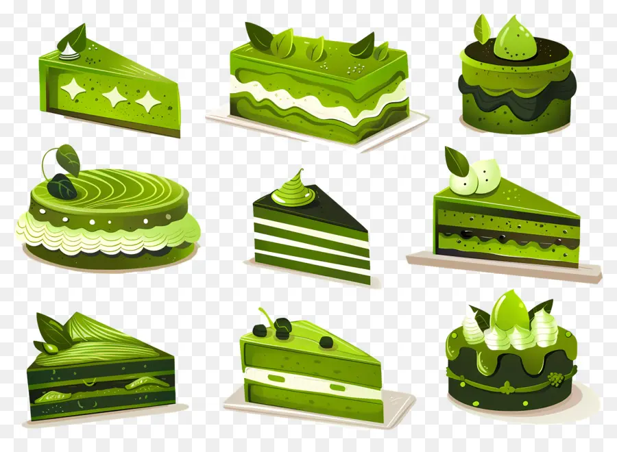 Dessert Au Matcha，Gâteaux Verts PNG