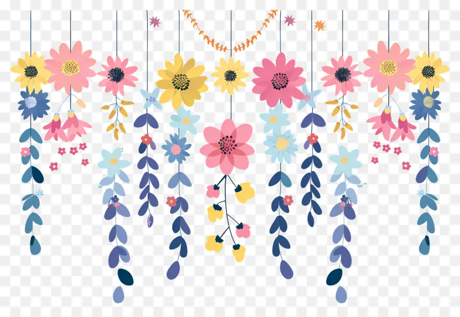 Fleurs Suspendues，Guirlande Florale Suspendue PNG